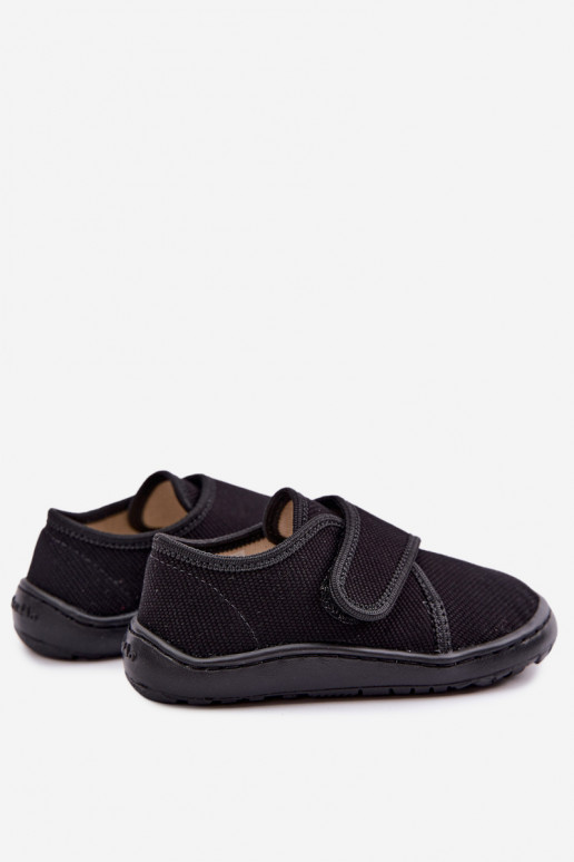 Chaussons pour enfants garçons avec fermetures adhésives Barefoot Froddo G1700438-15 en noir