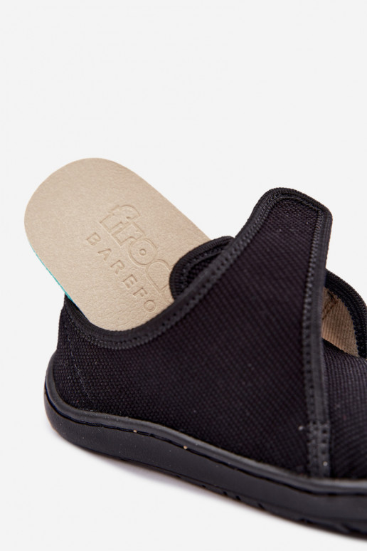 Chaussons pour enfants garçons avec fermetures adhésives Barefoot Froddo G1700438-15 en noir