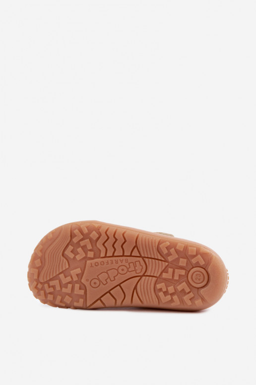 Chaussons pour enfants avec fermetures adhésives et brillance Barefoot Froddo Canvas G1700439-3 en or