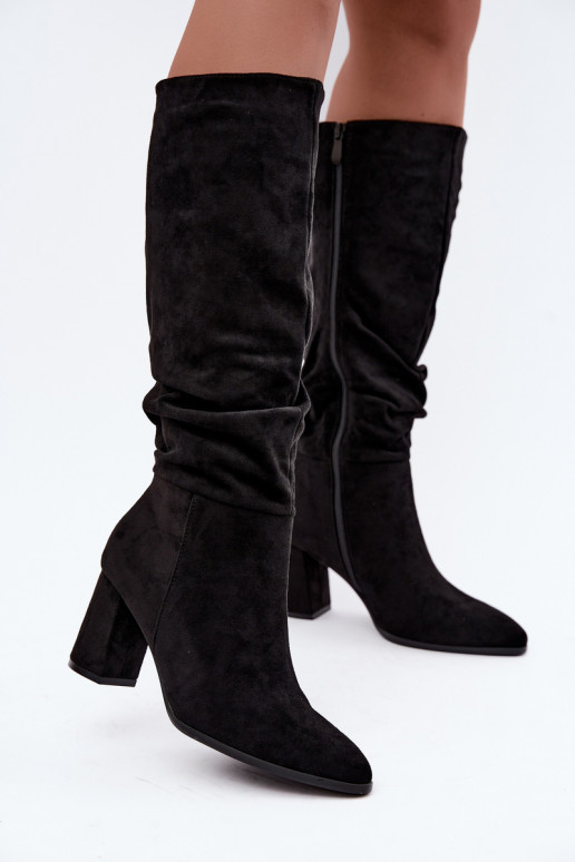 Bottes isolées pour femmes hautes avec talons en noir Raleya