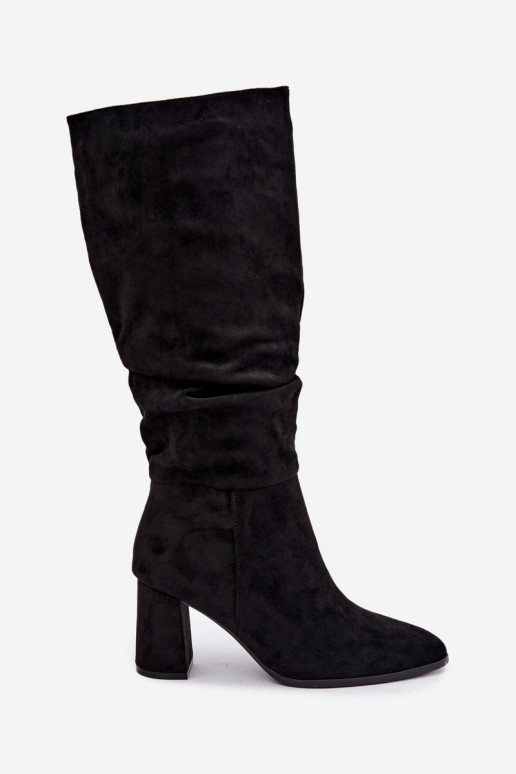 Isolierte Damenstiefel bis zum Knie mit Absatz in Schwarz Raleya