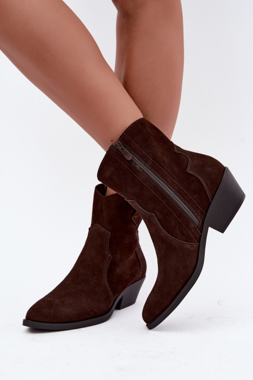 Faux suede cowboylaarzen met hakken in bruin Daliae