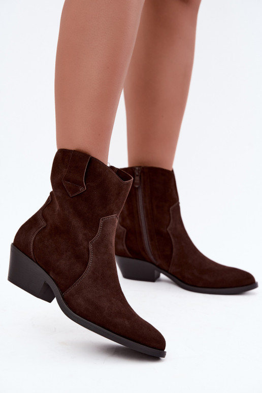 Bottes en faux daim de style cowboy avec talons couleur marron Daliae