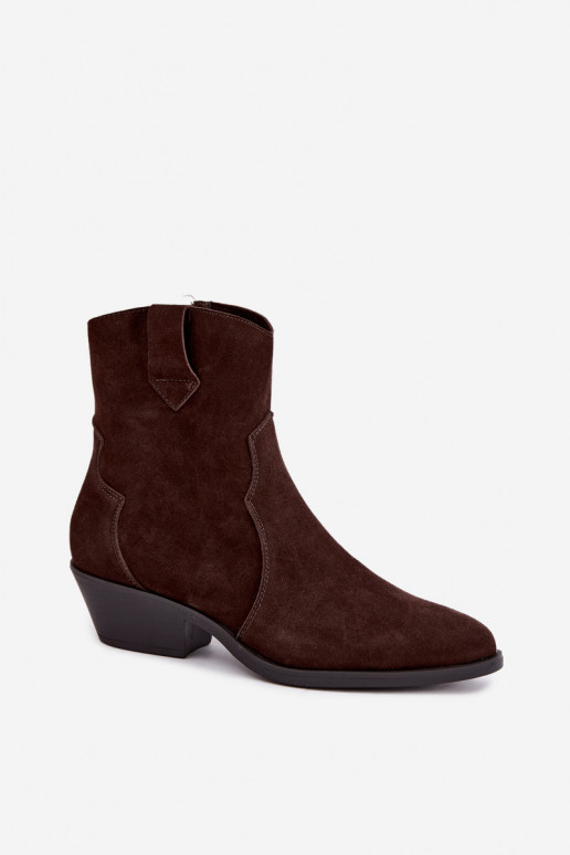 Bottes en faux daim de style cowboy avec talons couleur marron Daliae