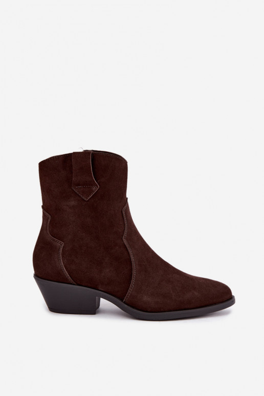 Faux suede cowboylaarzen met hakken in bruin Daliae