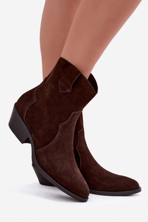 Bottes en faux daim de style cowboy avec talons couleur marron Daliae