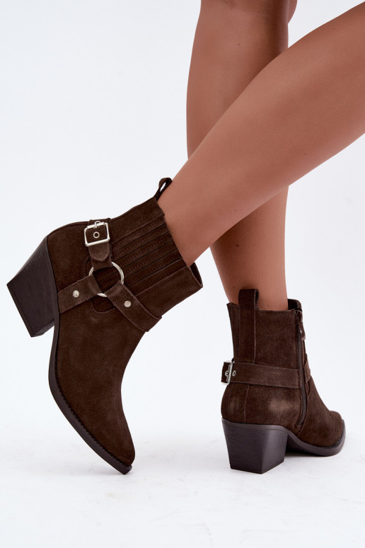 Wildleder Cowboy-Stiefel, warm, braun Fariah