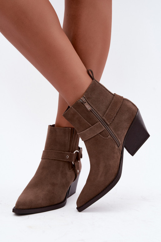 Bottes en daim de style cowboy, chaudes, brunes Fariah