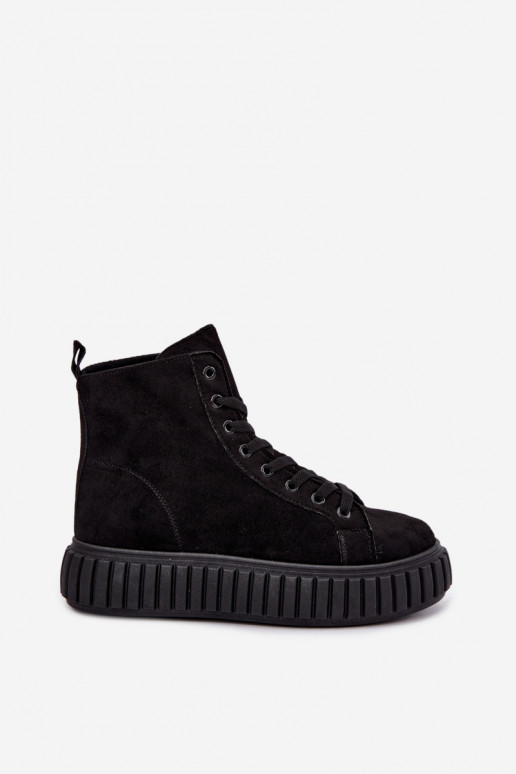 réchauffer chaussures décontractéesen daim écologiqueu avec une plateforme couleur noire Isaria
