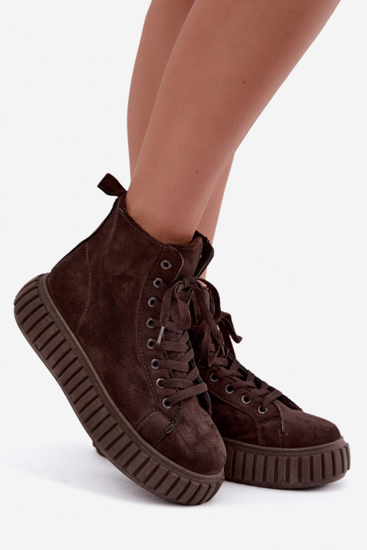 réchauffer chaussures décontractéesen daim écologiqueu avec une plateforme CzekoladoÀe Isaria