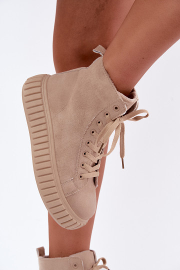 opInarmen vrijetijdsschoenenvan eco-suèdeu met platform beige Isaria 2