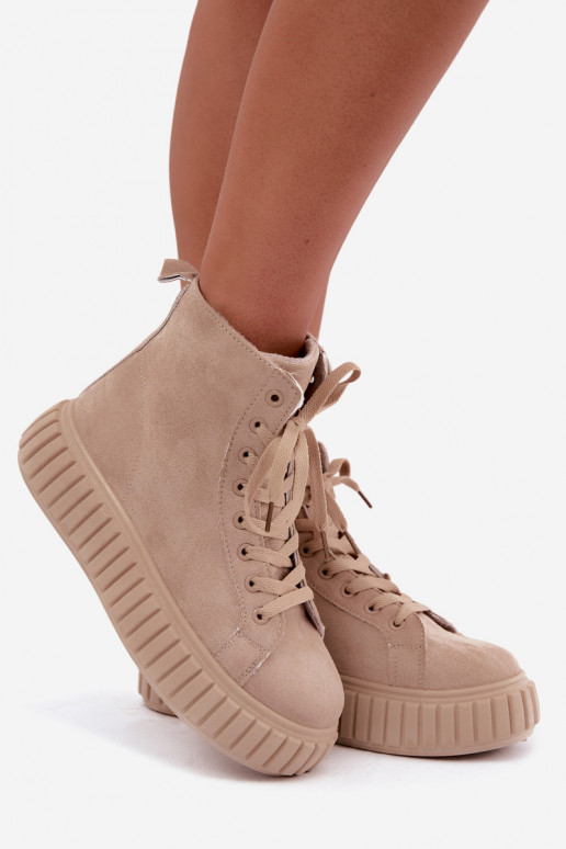 opInarmen vrijetijdsschoenenvan eco-suèdeu met platform beige Isaria