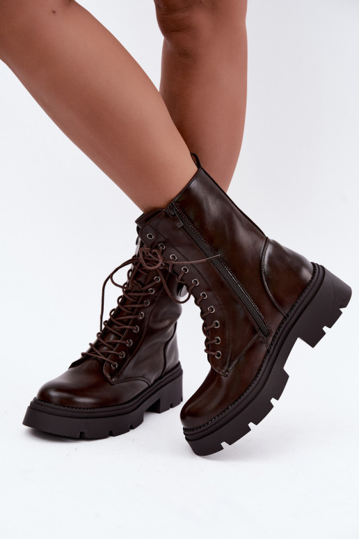 Warmes Damen-Stiefeletten in brauner Farbe Livela