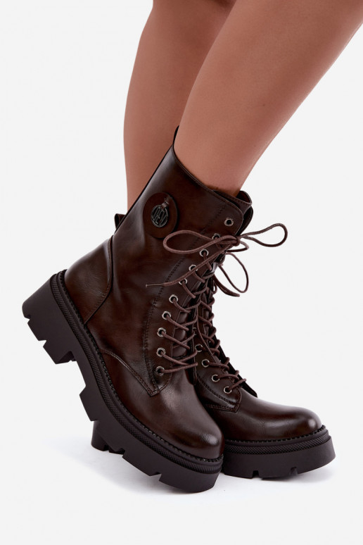 Warmes Damen-Stiefeletten in brauner Farbe Livela