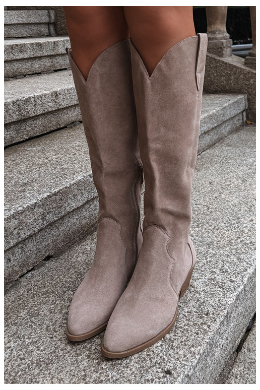 Wildleder Cowboy-Stiefel, sandfarben Medira