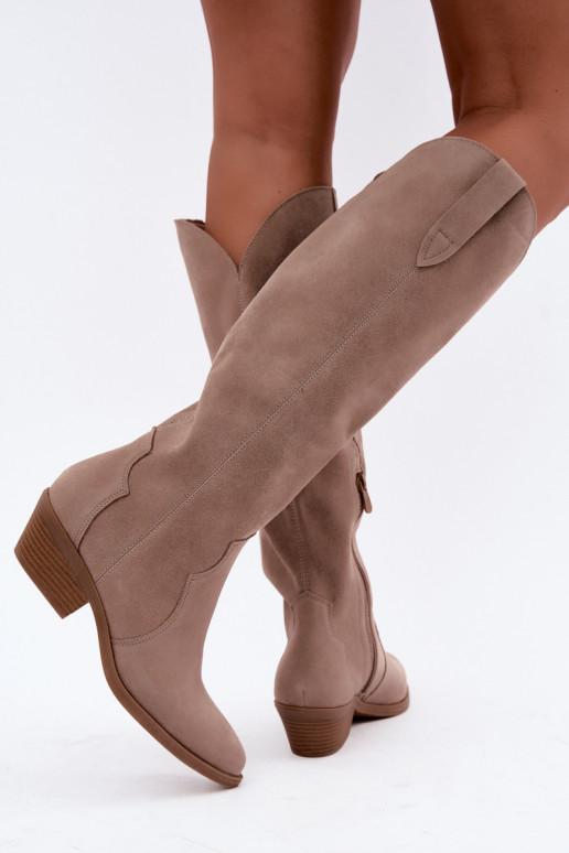 Wildleder Cowboy-Stiefel, sandfarben Medira