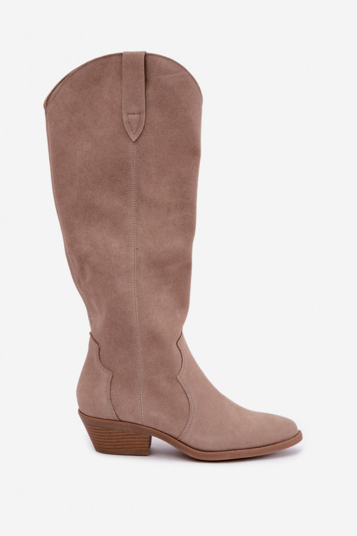 Wildleder Cowboy-Stiefel, sandfarben Medira