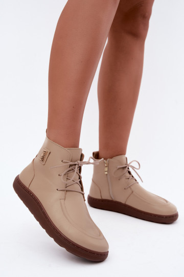 Leren dames barefoot warme schoenen in zandkleur Zazoo 3077 2