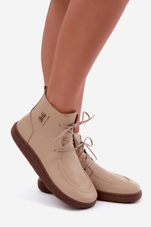 Chaussures barefoot pour femmes en cuir chauffées couleur sable Zazoo 3077