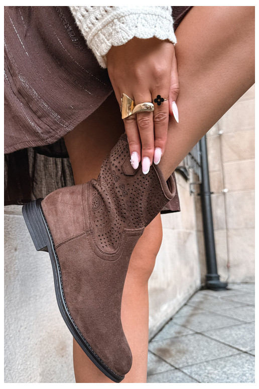 Bottines ajourées avec talons larges S.Barski HY62-8125 chocolat