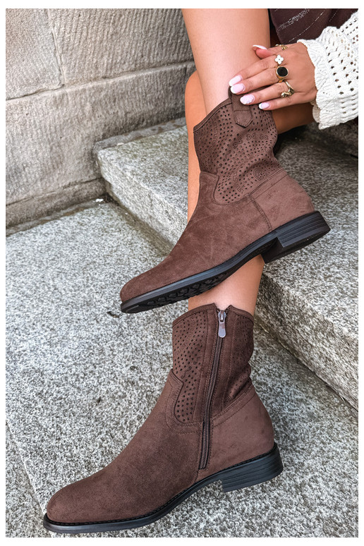 Bottines ajourées avec talons larges S.Barski HY62-8125 chocolat