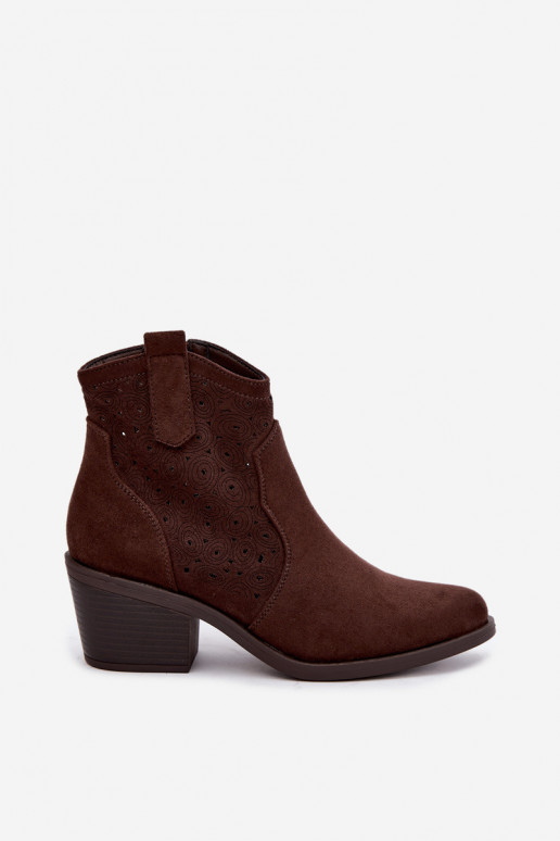 Ausschnitt-Cowboy-Stiefeletten mit Absätzen S.Barski HY62-8147 schokoladenbraun