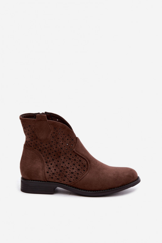 Stiefeletten mit breiten Absätzen und Ausschnittschaft S.Barski HY62-8151 braun
