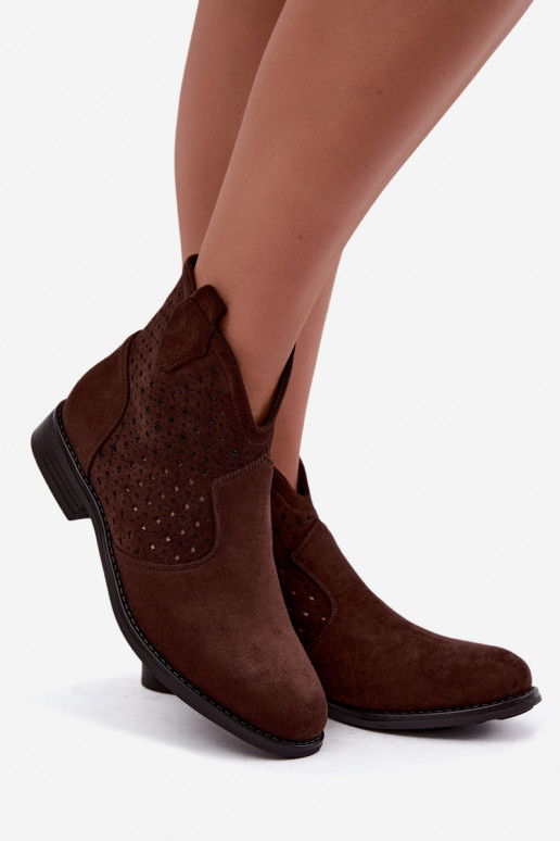 Stiefeletten mit breiten Absätzen und Ausschnittschaft S.Barski HY62-8151 schokoladenbraun