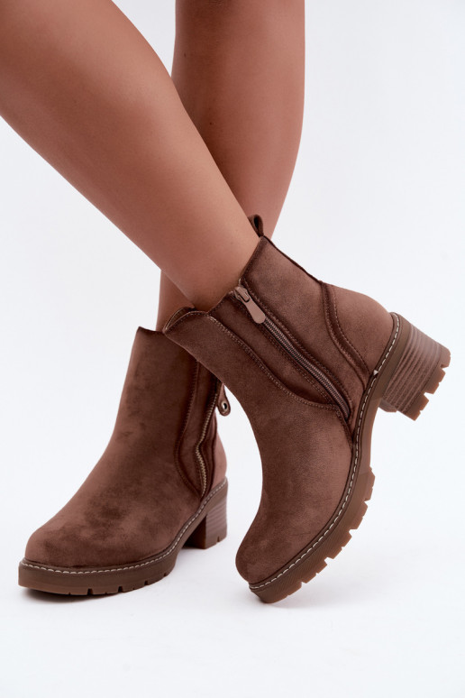 Bottines isolées pour femmes avec talons S.Barski HY62-8101 marron