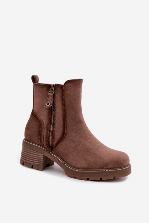 Bottines isolées pour femmes avec talons S.Barski HY62-8101 marron