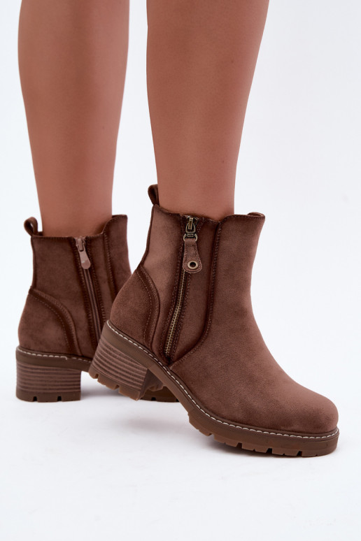 Bottines isolées pour femmes avec talons S.Barski HY62-8101 marron