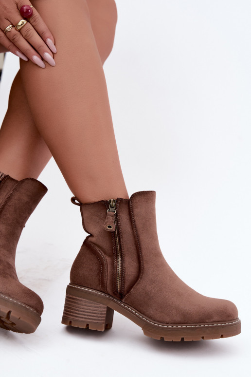 Bottines isolées pour femmes avec talons S.Barski HY62-8101 marron