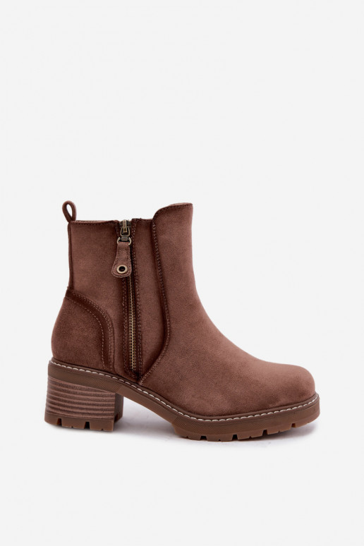 Bottines isolées pour femmes avec talons S.Barski HY62-8101 marron