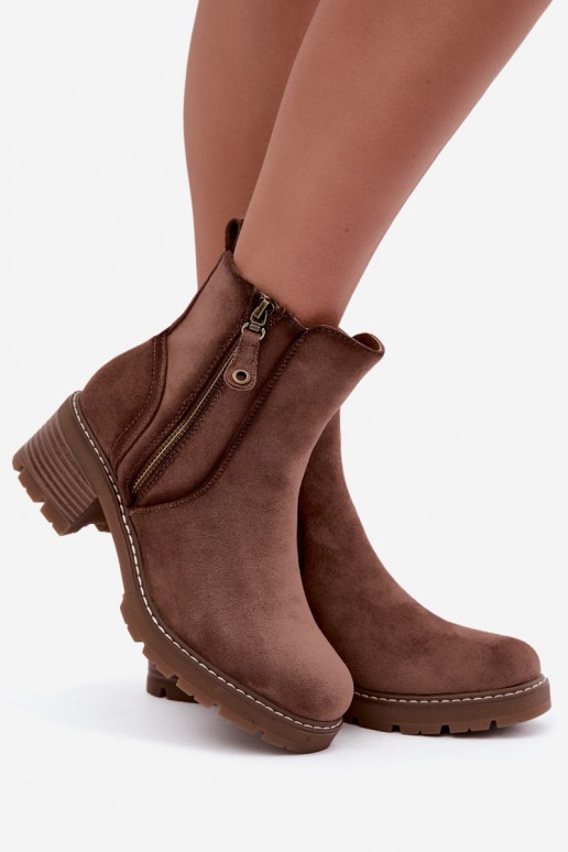 Bottines isolées pour femmes avec talons S.Barski HY62-8101 marron