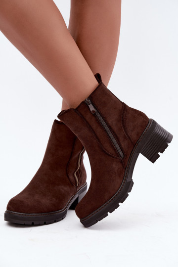 Bottines isolées pour femmes avec talons S.Barski HY62-8101 chocolat 2