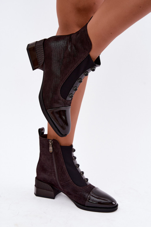 Suède laarzen met hakken geïsoleerd D&A CR62-3188 chocolade