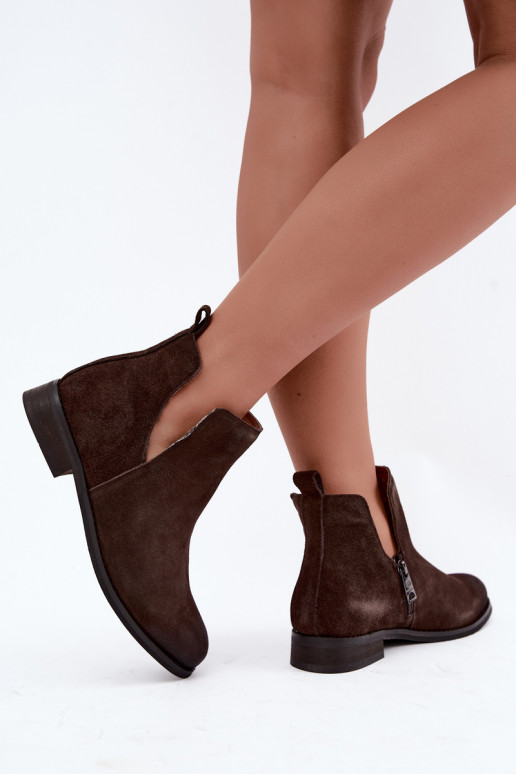 Bottes en daim avec découpes Vinceza 133142 chocolat