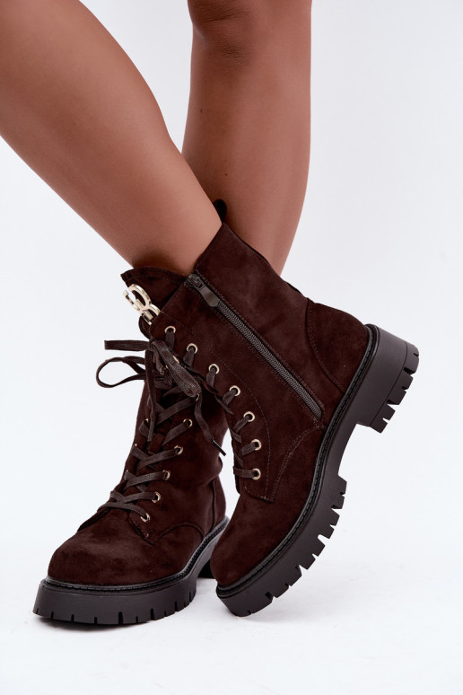Warme Damen Stiefeletten mit Ornamenten aus Kunstveloursleder Falira