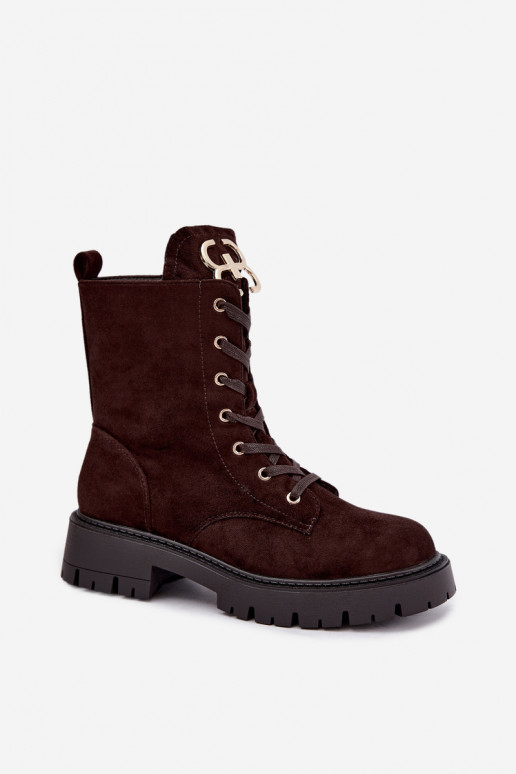 Warme Damen Stiefeletten mit Ornamenten aus Kunstveloursleder Falira