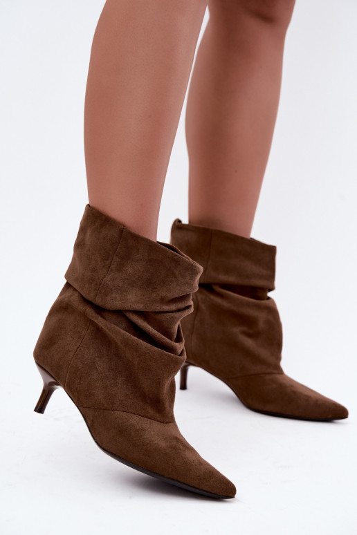 Khaki Slipper Stiefeletten mit Absatz Loralia