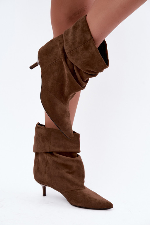 Khaki Slipper Stiefeletten mit Absatz Loralia