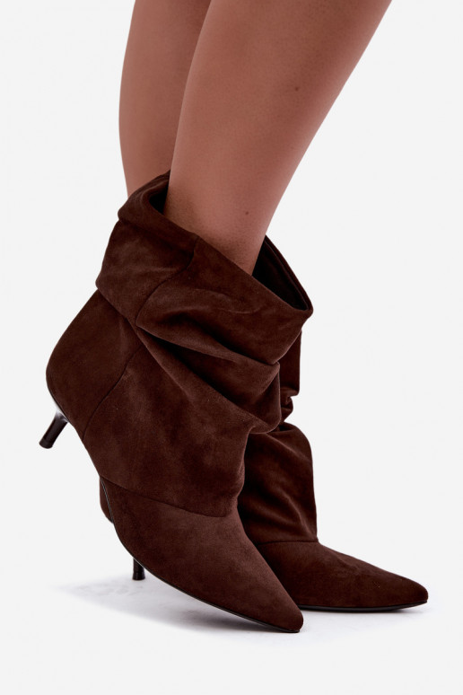 Instap enkellaarsjes met hakken van faux suede Loralia