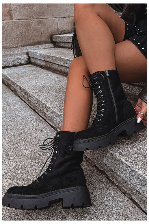 Bottines noires chaudes pour femmes en simili daim Livela