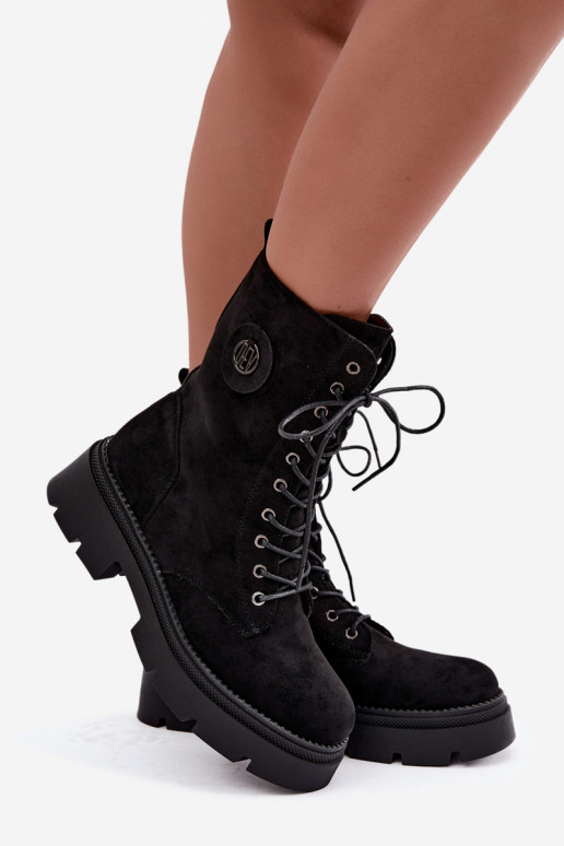 Bottines noires chaudes pour femmes en simili daim Livela
