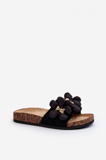 Dames slippers met decoratieve details Bunlia in zwarte kleur