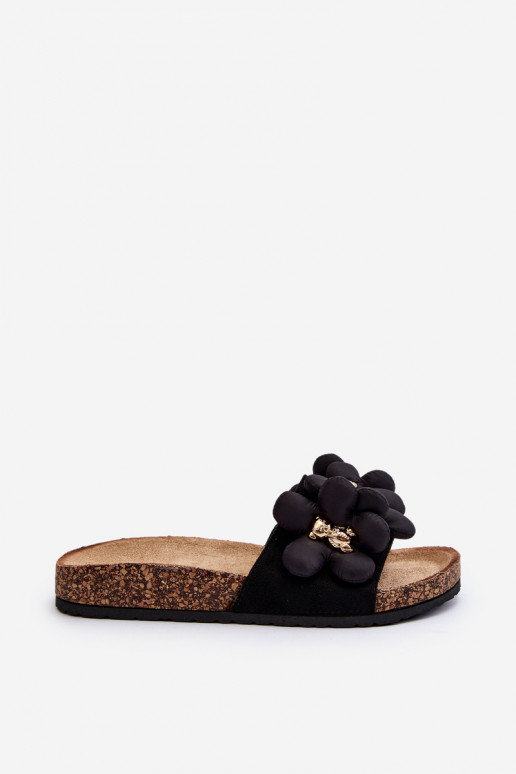 Damen Hausschuhe mit dekorativen Details Bunlia in schwarzer Farbe