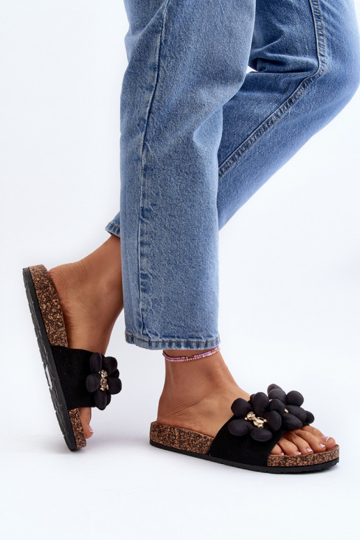Dames slippers met decoratieve details Bunlia in zwarte kleur