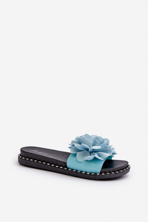 Dames slippers met bloemenmotieven in blauw Cellanen