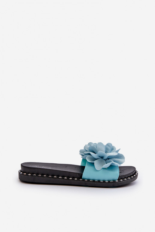 Dames slippers met bloemenmotieven in blauw Cellanen