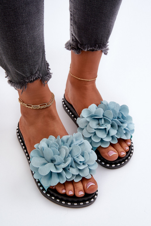Chaussons pour femmes avec motifs floraux en bleu Cellanen